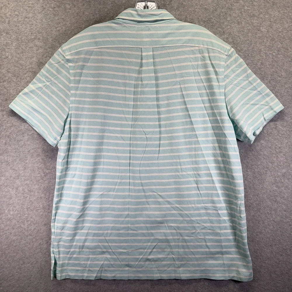 Ralph Lauren Polo Shirt Mens XL Blue White Striped Knit Oxford Cotton Casual